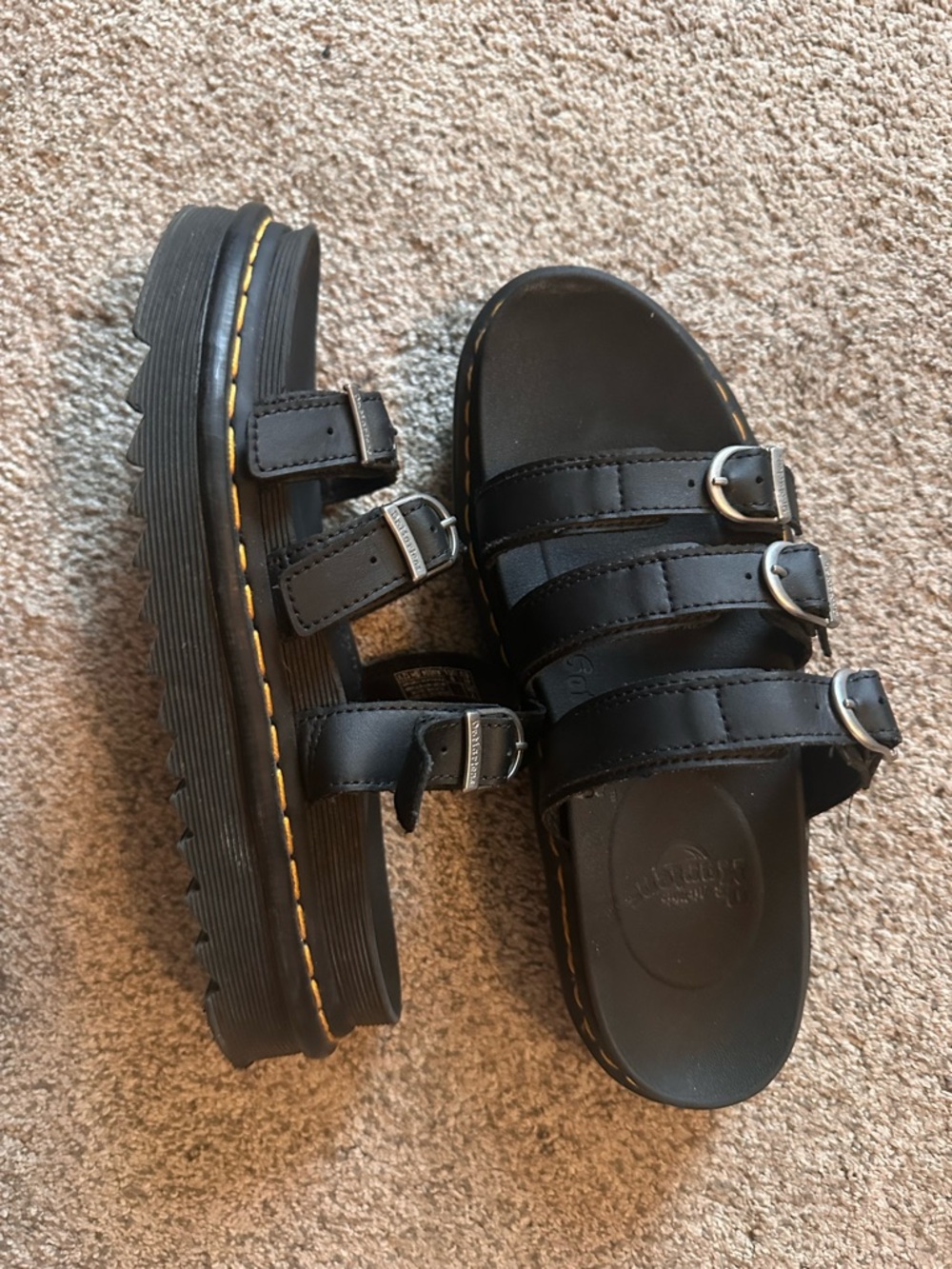 Dr. Martens Women's Black Triple-Buckle Platform Sandals